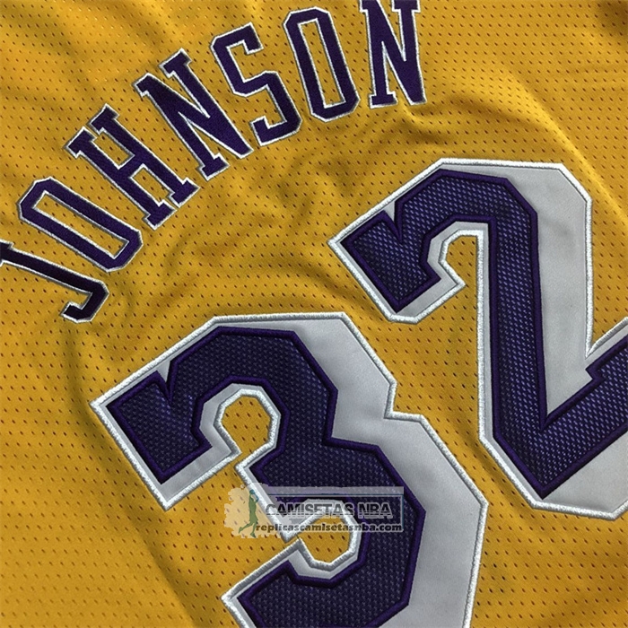 Camiseta Manga Corta Los Angeles Lakers Magic Johnson NO 32 Amarillo